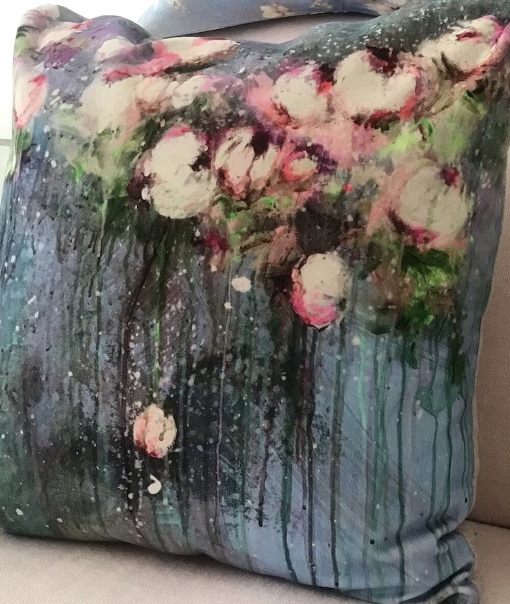 Rachel Ashwell Couture Shabby Chic Laurence Amelie Painting Pillow Peony Velvet